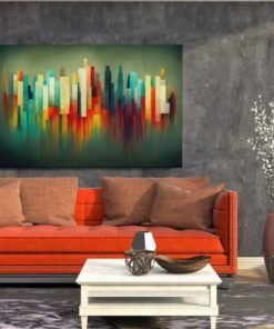 Abstract Stad Canvas Schilderij - Afbeelding 4
