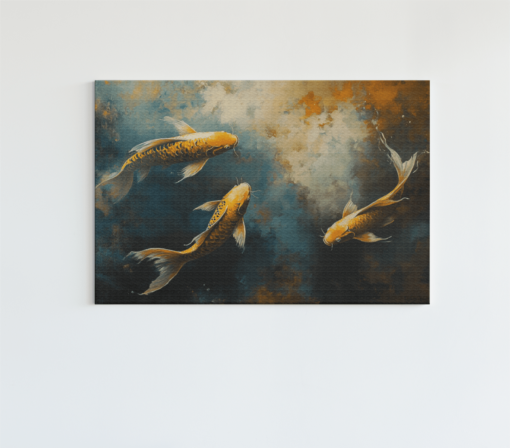 ALIVA 1014 abstract gouden vissen canvas schilderij a 1