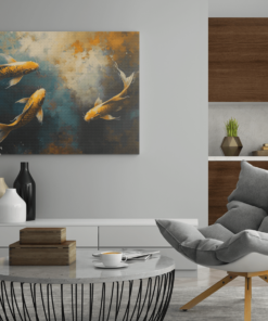 ALIVA 1014 abstract gouden vissen canvas schilderij b 1