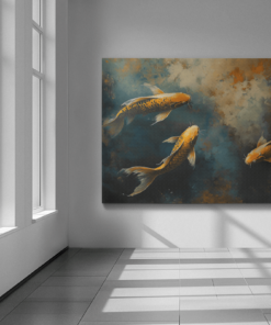 ALIVA 1014 abstract gouden vissen canvas schilderij d 1
