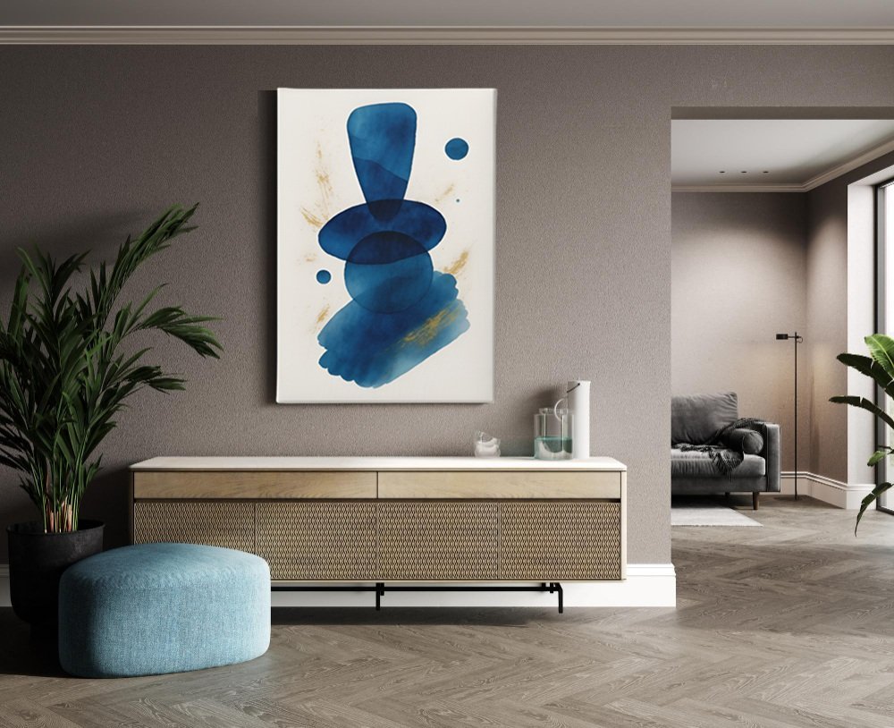 Canvas Schilderij Blauw Abstract - Afbeelding 3
