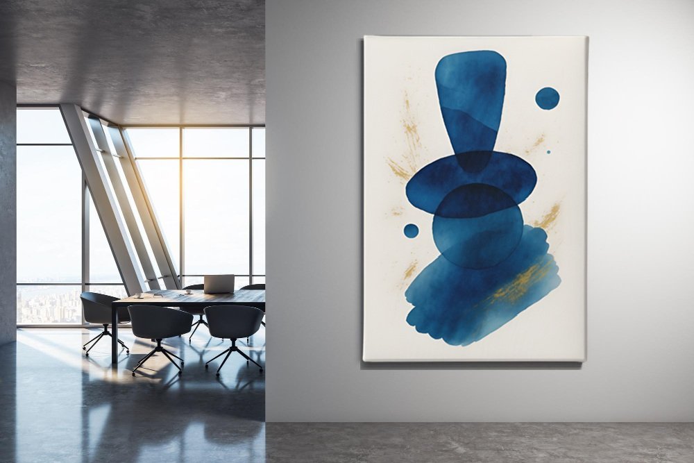 Canvas Schilderij Blauw Abstract - Afbeelding 4