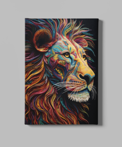 Kleurrijke Leeuw Canvas Schilderij