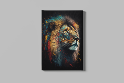 Leeuw Kleurrijke Canvas Schilderij
