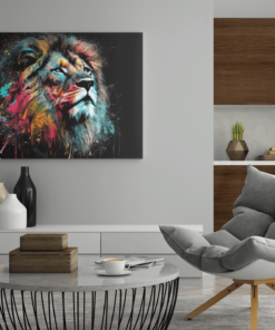 Canvas Schilderij Kleurrijk Leeuw - Afbeelding 3