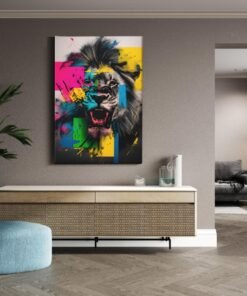 foto-op-canvas-kleurrijk-leeuw-b