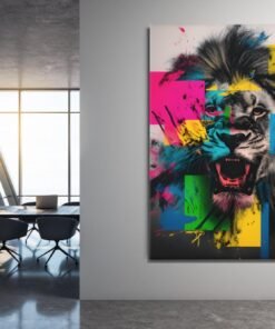 Foto Op Canvas Kleurrijke Leeuw - Afbeelding 4