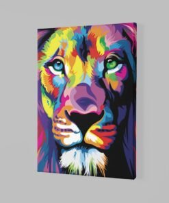 Alternative view of Leeuw Regenboogkleuren Foto op canvas