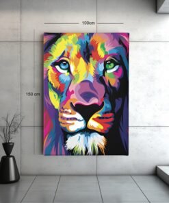 regenboogkleurige-leeuw-canvas-schilderij-b