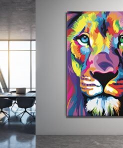 ALIVA 1028 regenboogkleurige leeuw canvas schilderij c