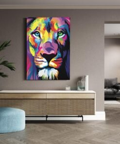 ALIVA 1028 regenboogkleurige leeuw canvas schilderij d