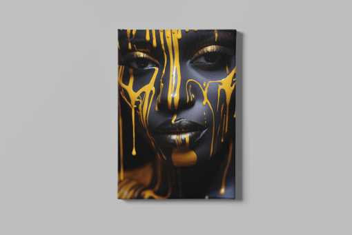 ALIVA 1029 vrouw met gele verf canvas schilderij a