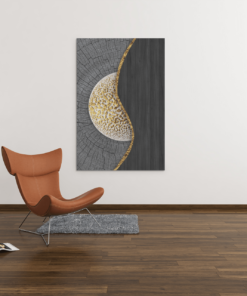 ALIVA 1031 grijs en goud abstract schilderij print op canvas c