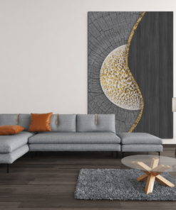 ALIVA 1031 grijs en goud abstract schilderij print op canvas d