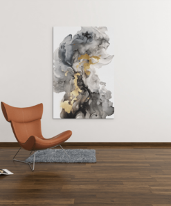 ALIVA 1032 abstract goud en grijs canvas schilderij c 1