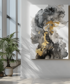 ALIVA 1032 abstract goud en grijs canvas schilderij d 1