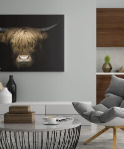 Hoogland koe Canvas Schilderij - Afbeelding 3
