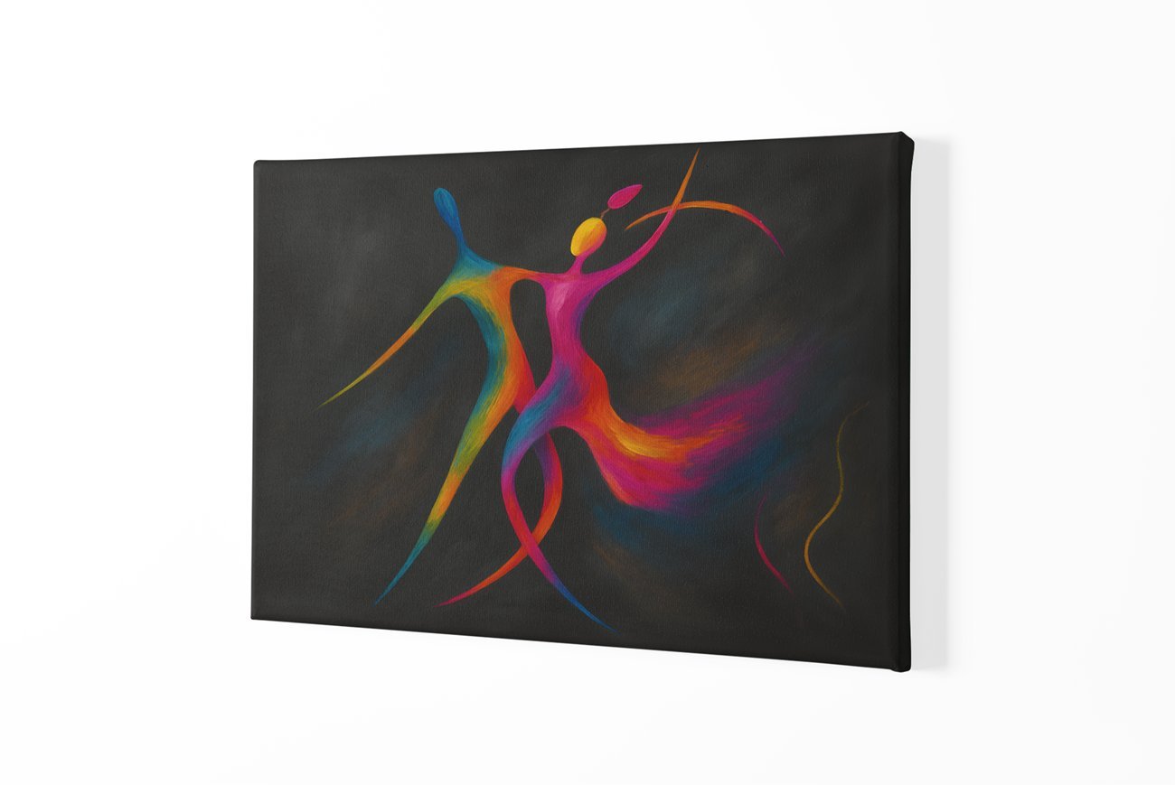 Canvas Schilderij Dans Van Kleuren - Afbeelding 2