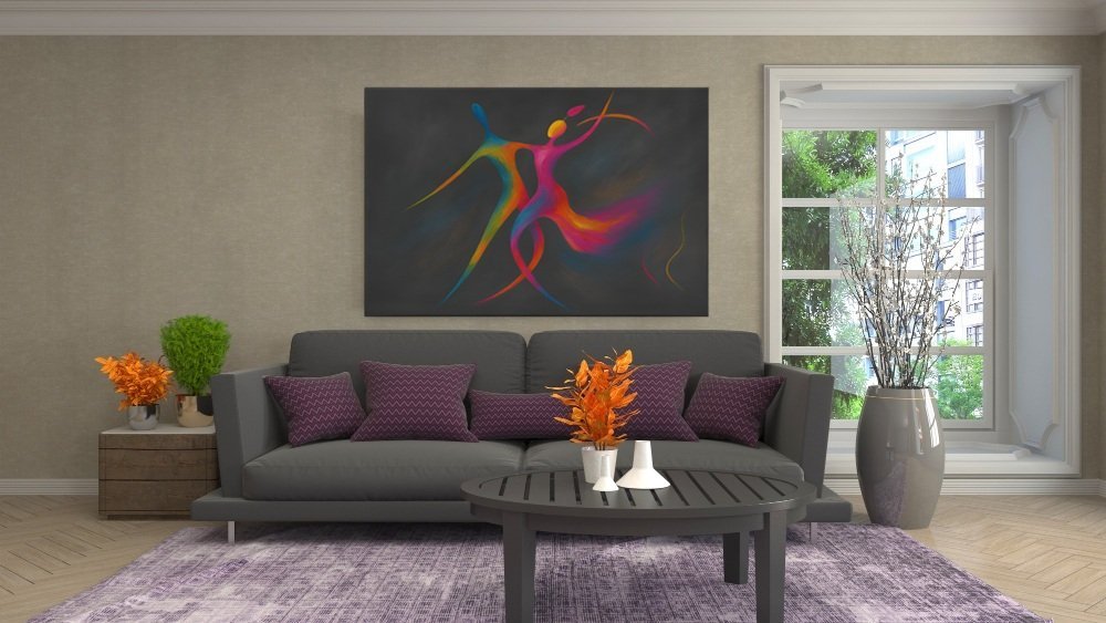 Canvas Schilderij Dans Van Kleuren - Afbeelding 3