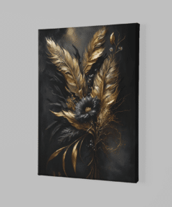 Alternative view of Bloem Goud Zwart Canvas Schilderij