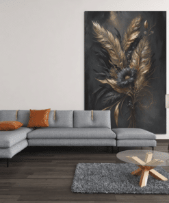 ALIVA 1051 bloem goud zwart canvas schilderij b 1