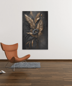 ALIVA 1051 bloem goud zwart canvas schilderij c 1