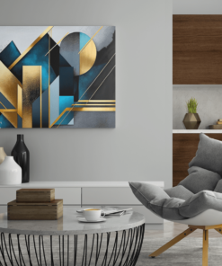 ALIVA 1054 blauw goud abstract canvas schilderij b 1