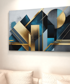 ALIVA 1054 blauw goud abstract canvas schilderij d