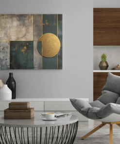 ALIVA 1055 abstract groen goud canvas schilderij b 2