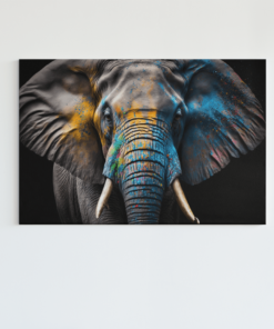 Olifant Canvas Schilderij Kleurrijk