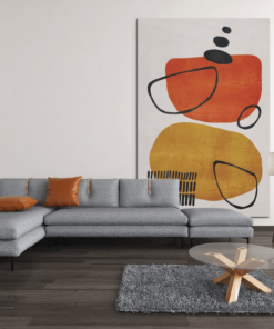 ALIVA 1060 abstract oranje en blauw canvas schilderij c 1