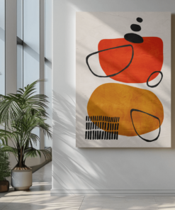 ALIVA 1060 abstract oranje en blauw canvas schilderij d 1