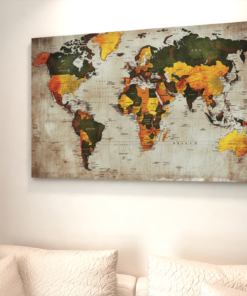 ALIVA 1075 wereldkaart canvas schilderij c 1