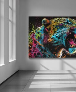 ALIVA 1082 wild dieren canvas schilderij luipaard kleurrijk b
