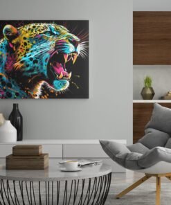 ALIVA 1082 wild dieren canvas schilderij luipaard kleurrijk d