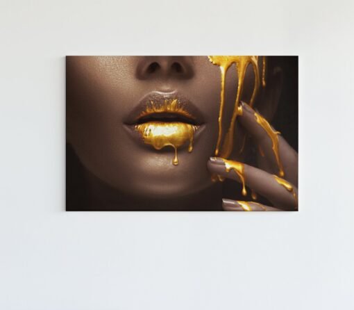 ALIVA 1089 canvas schilderij vrouw gouden lippen