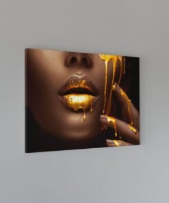 Alternative view of Vrouw Gouden Lippen Canvas Schilderij