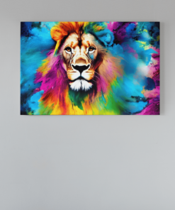 Kleurrijk Canvas Schilderij Leeuw