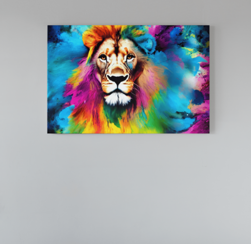 ALIVA 1093 kleurrijke leeuw portret canvas schilderij a