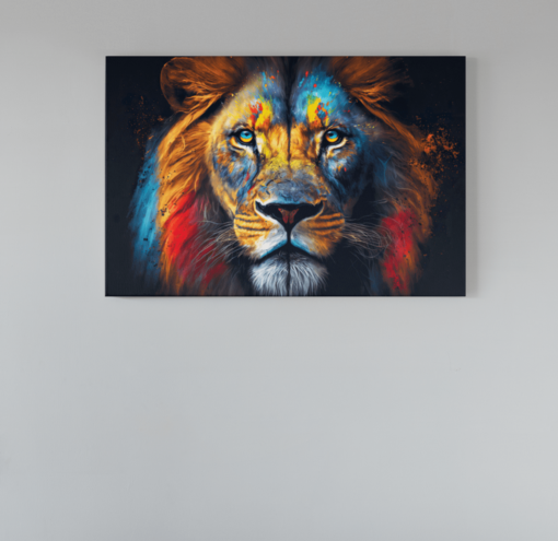 ALIVA 1096 gezicht van leeuw kleurrijk canvas schilderij a