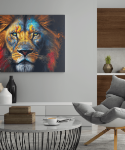 ALIVA 1096 gezicht van leeuw kleurrijk canvas schilderij d