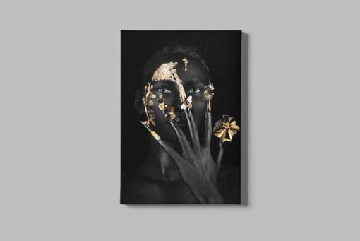 ALIVA 1100 canvas schilderij vrouw gezicht goud zwart