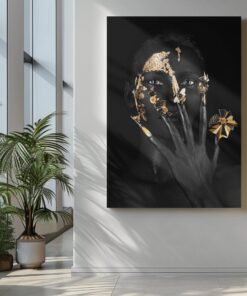 ALIVA 1100 canvas schilderij vrouw gezicht goud zwart d