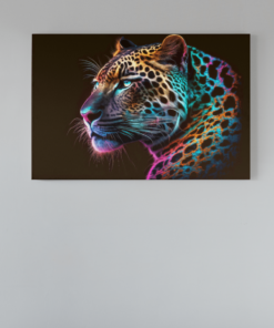 Canvas Schilderij Luipaard Kleurrijk