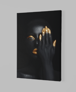 Alternative view of Canvas Schilderij Vrouw zwart goud