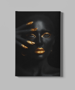 Vrouw zwart goud Canvas Schilderij