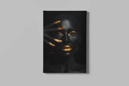 ALIVA 1112 canvas schilderij vrouw goud make up a