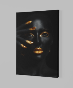 Alternative view of Vrouw zwart goud Canvas Schilderij