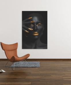 ALIVA 1112 canvas schilderij vrouw goud make up d