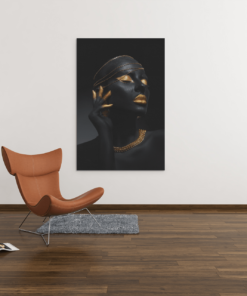 ALIVA 1114 canvas schilderij sieraden vrouw zwart goud c